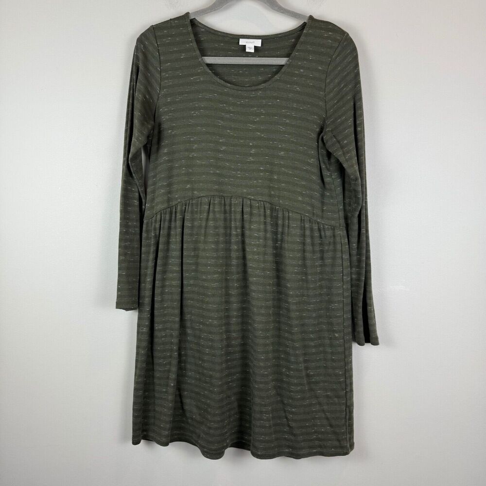 Pure‎ J Jill Dress Women XS Green Stripe Knit Long Sleeve Scoop Neck Casual Prep